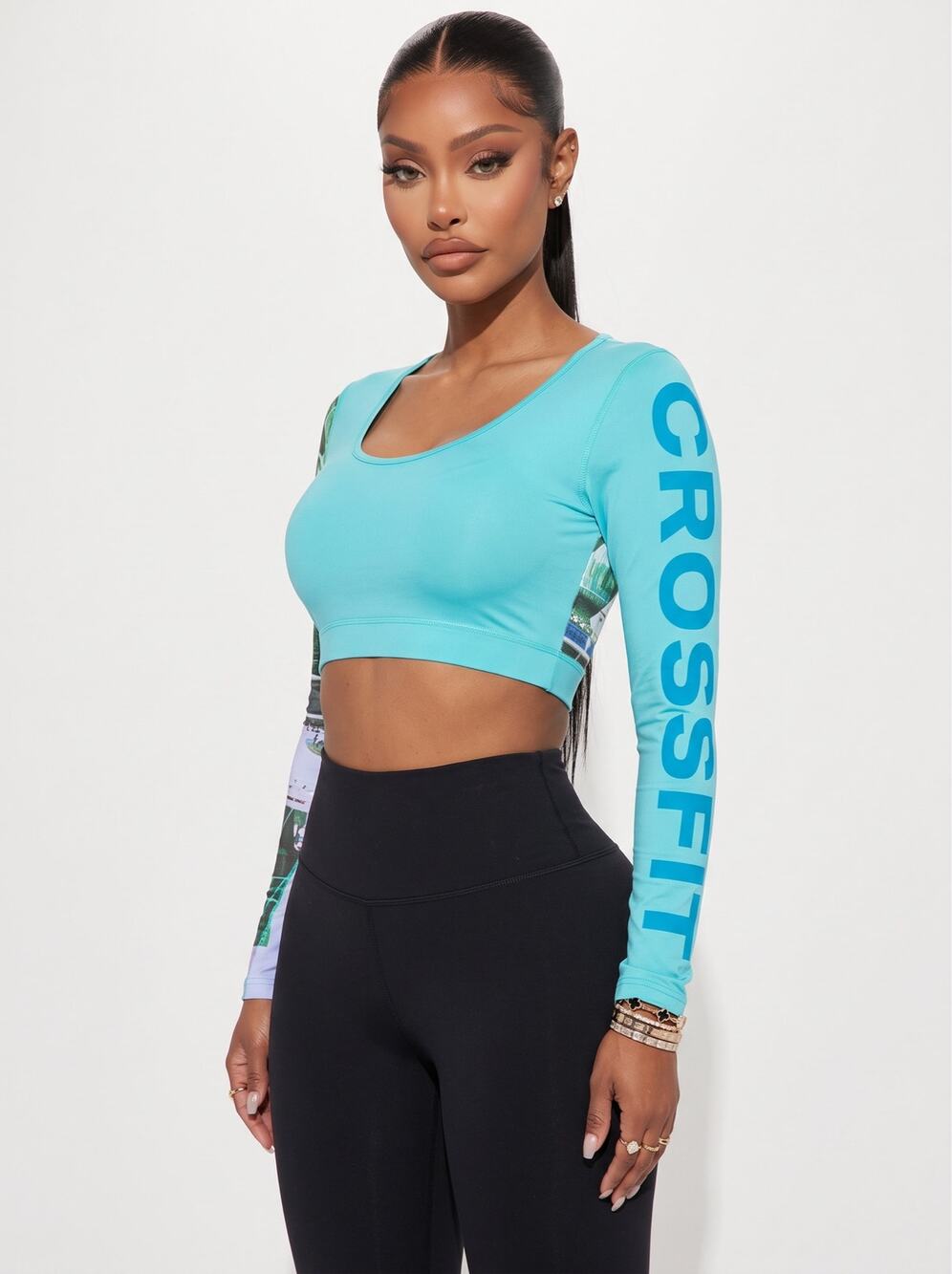 Reebok CrossFit 2016 Training Long Sleeve Crop Top Performance Rashguard -Medium